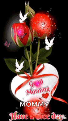 good morning have nice day flowers heart rose
