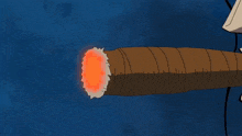 a man with stitches on his face is smoking a cigar with a red tip