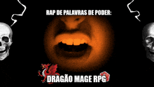 a poster for dragao mage rpg with two skulls