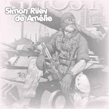 a drawing of a soldier with the name simon riley de amelie