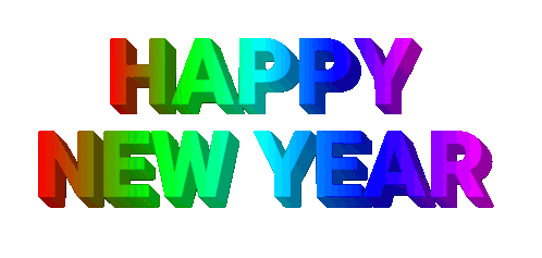 the words happy new year are written in rainbow colors