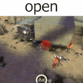 a screenshot of a video game that says open