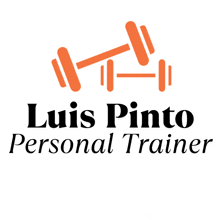 a logo for luis pinto personal trainer shows a dumbbell