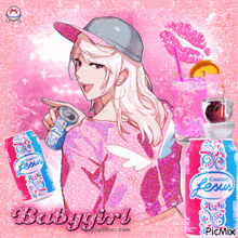 a girl is holding a can of guess jesus