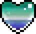 a pixel art heart with a rainbow flag on it