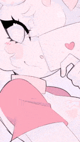 a drawing of a girl holding an envelope with a heart on it .