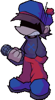 a cartoon character is holding a microphone in his hand