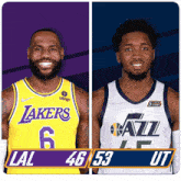 Los Angeles Lakers (46) Vs. Utah Jazz (53) Third-fourth Period Break GIF - Nba Basketball Nba 2021 GIFs