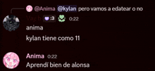 a screenshot of a text message between anima and kylan