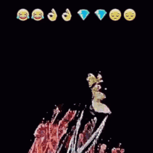 a painting of a person with a crown on their head with emojis on the bottom