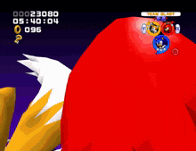 a sonic the hedgehog video game screen shows tails and sonic fighting each other