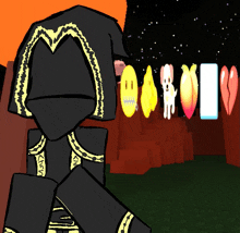 a drawing of a person with a hood and a few hearts