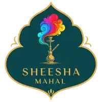 a logo for sheesha mahal with a hookah in the middle