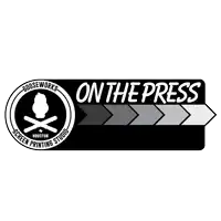 a black and white logo for gooseworks on the press screen printing studio