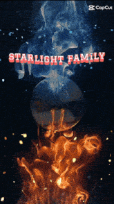 a poster that says starlight family with a smokey background