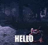 a picture of a monster with the word hello on it