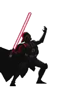 darth vader is holding a red light saber in a pixel art style
