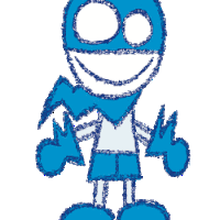 a drawing of a person with a scarf around their neck