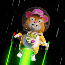 a cartoon hamster wearing a helmet that says grind on it