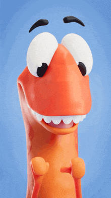 a close up of a cartoon character 's face with a blue background