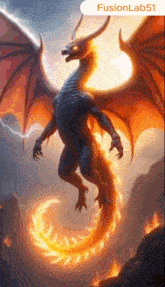 a painting of a dragon with the words fusionlab51 on the bottom right