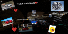 a collage of static cars including one that says ' i love static cars ' on it