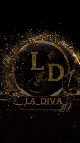 a logo for la diva with a guitar in the middle
