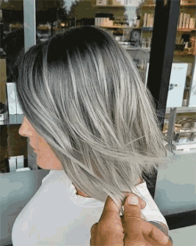 Silver Short Bob GIF - Colored Hair Silver Bob Hair Cut GIFs