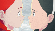 a cartoon of two girls kissing each other with their eyes closed