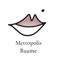 a logo for metropolis baume with a drawing of a woman 's lips