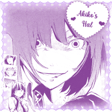a picture of a girl with a heart that says akiko 's hal on it
