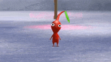 a cartoon character with a green leaf on its head