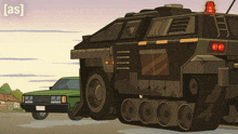 a cartoon drawing of a military vehicle with the word [ as ] on the bottom right