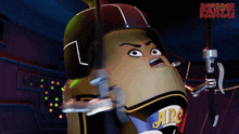 a cartoon character from sausage party food truck