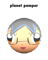a ball with a cartoon face on it and the words planet pamper
