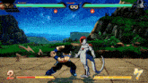 a video game shows bardock and frieza fighting each other