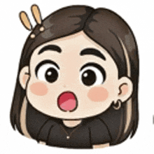 a cartoon illustration of a girl with her mouth open and a surprised look on her face .