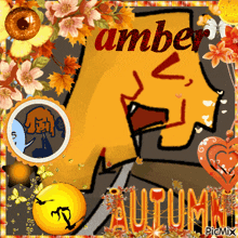a picture of a cartoon character with the name amber written on it