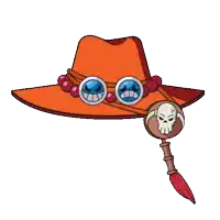 a cartoon drawing of a hat with a skull and a feather
