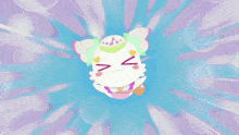 a cartoon character with hearts and a star on its head is smiling