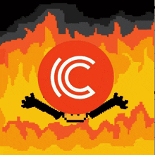 a red circle with a white letter c on it