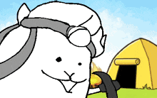 a cartoon drawing of a sheep with a bandana on its head