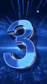 a 3d rendering of the number three on a blue background .