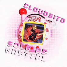a pink toy with a picture of a cartoon character and the words cloudsito below it