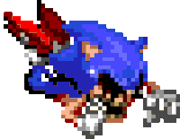 a pixel art drawing of sonic the hedgehog with a sword