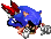 a pixel art drawing of sonic the hedgehog with a sword