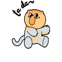 a cartoon of a cat says ta dan