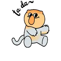a cartoon of a cat says ta dan