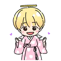 a cartoon drawing of a little girl with a halo on her head