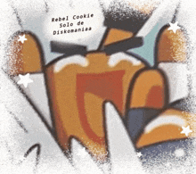 a drawing of a rebel cookie with the words rebel cookie solo de diskomaniaa above it